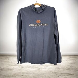 Vineyard Vines Football Graphic Long Sleeve Hoodie T-Shirt Blue